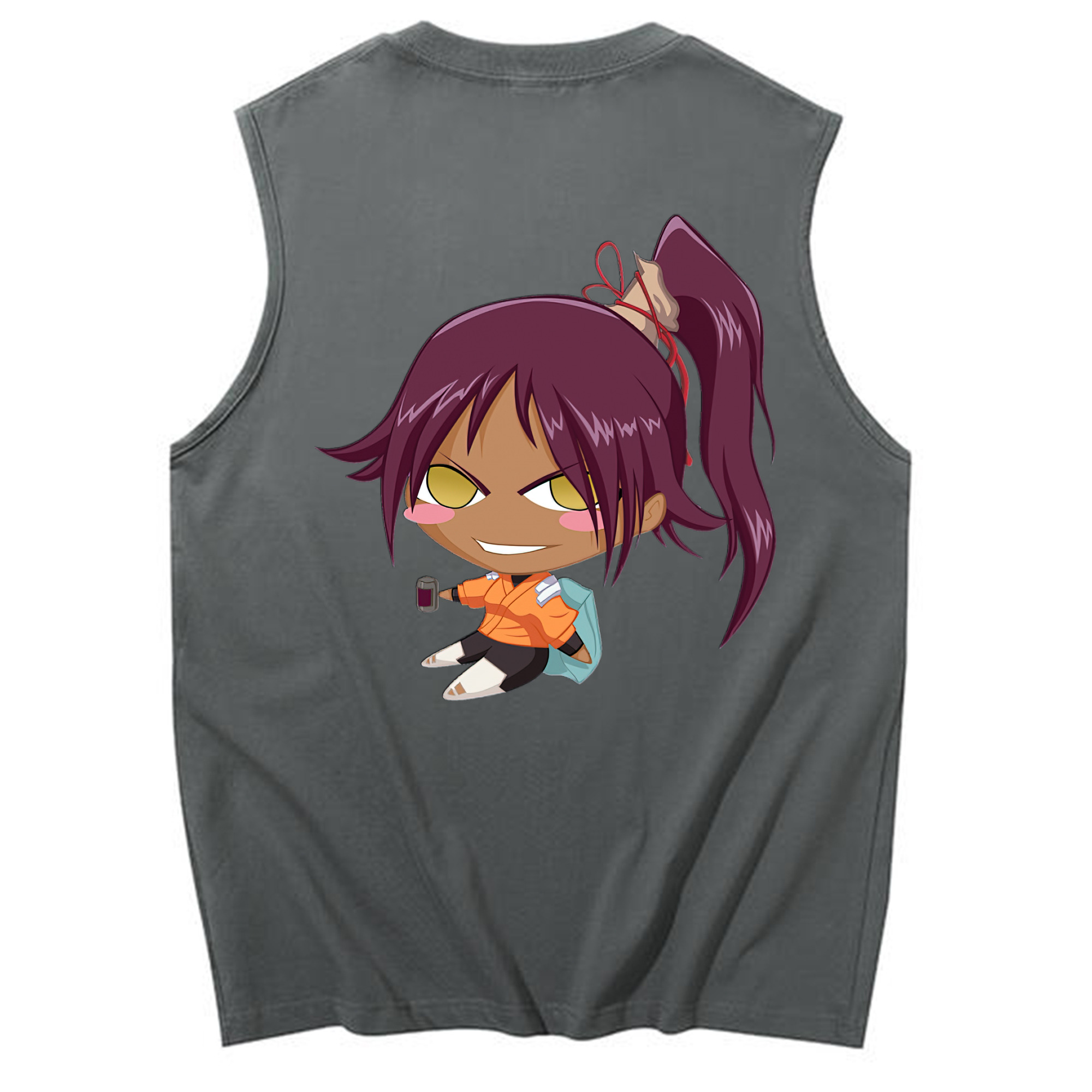 （画像用） ブリーチ 四楓院 夜一（しほういん よるいち） BLEACH Shihouin Yoruichi コットン100％タンクトップ（背面プリント）